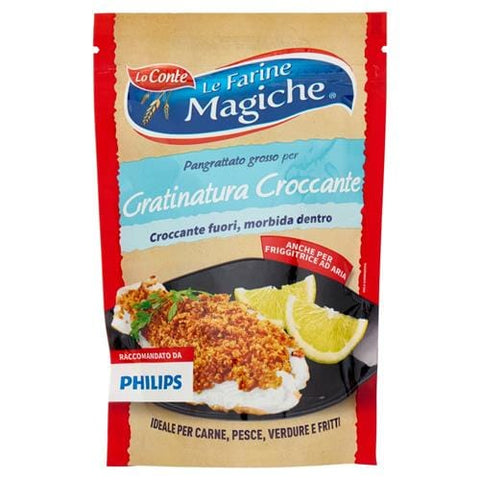 Lo conte Brot 4x Lo conte Le Farine Magiche Pangrattato grosso Grobe Semmelbrösel für knuspriges Gratin 200 g 8009355002396