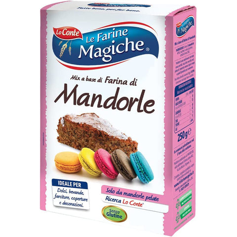 Lo Conte le farine magiche Farina di Mandorle Mandelmehl, gluten und laktosefrei, ideal für Desserts und Getränke, 250 g Packung italienisch Original