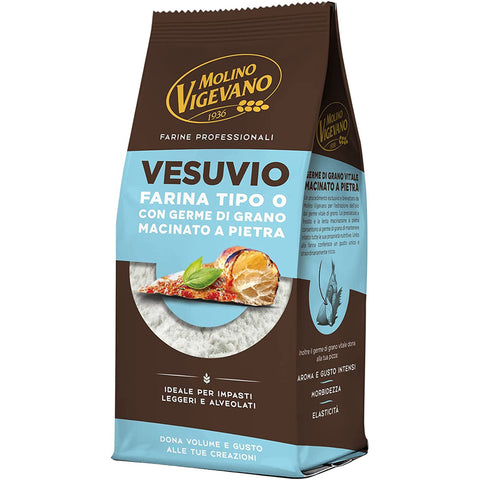 Lo Conte Molino Vigevano Farina Typ "0" Mehl Vesuvio für hohe weiche neapolitanische Pizza. Packung mit 500 g 6x italienisch Original