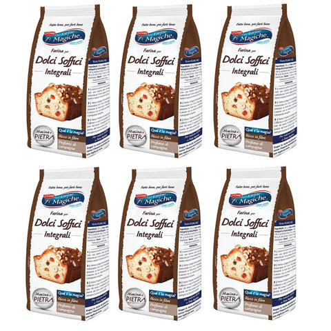 Lo Conte Brot Lo Conte Le Farine Magiche Farina di Grano Tenero Integrale per Dolci Soffici Vollkorn-Weichweizenmehl für Weiche Desserts Italienisches Mehl 500 g 6x 8009355002143