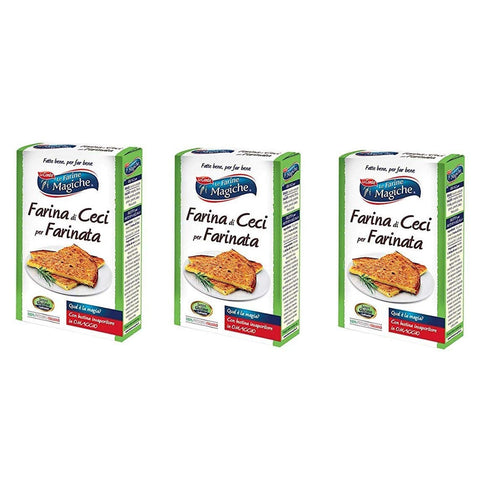 Lo conte Le Farine Magiche Farina di Ceci für Farinata Kichererbsenmehl Glutenfrei mehl Italienische Kichererbsen 3x320g Original italienisch Zutat