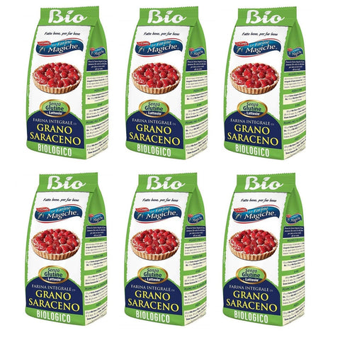 Lo conte Le Farine Magiche Farina Integrale di Grano Saraceno BIO Vollkorn Buchweizenmehl Bio Produkt Buchweizen 6x500g Original italienisch Zutat