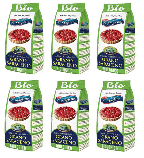 Lo conte Le Farine Magiche Farina Integrale di Grano Saraceno BIO Vollkorn Buchweizenmehl Bio Produkt Buchweizen 6x500g Original italienisch Zutat