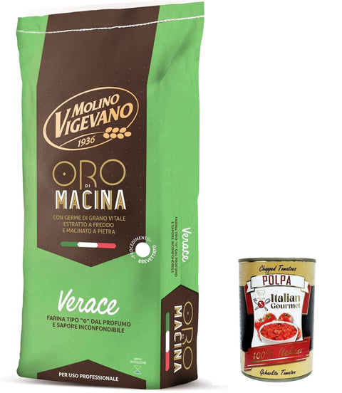 Lo Conte Molino Vigevano Verace Oro, Mehl "Typ 0", Tagesanwälte, ideal für herzhafte. Packung von 10 kg + Italian Gourmer polpa 400 g italienisch Original