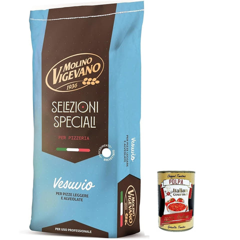 Molino Vigevano Farina Typ "0" Mehl, Vesuvio für hohe, weiche neapolitanische Pizza. Packung mit 1x10kg Original italienisch Zutat