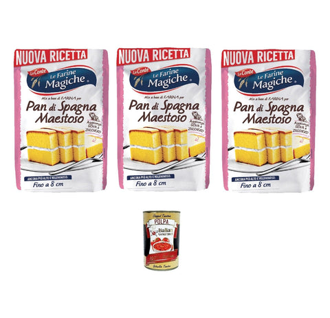 Lo conte Le Farine Magiche Pan di Spagna Maestoso Mehl für Biskuitkuchen Weichweizenmehl Typ "1" 3x 300g italienisch Original