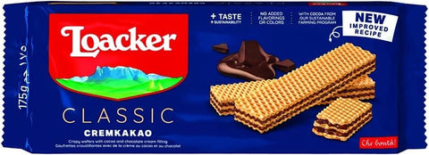 Loacker Abgepackte Gebäckstücke 12x Loacker Wafer Cremkakao Waffel Mischung aus Kakao und Schokolade 175g 8000380007264