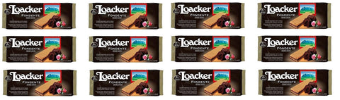 Loacker Abgepackte Gebäckstücke 12x Loacker Wafer Fondente Dark Noir knusprige waffeln mit zartbitter schokoladencreme 150g 8000380141548