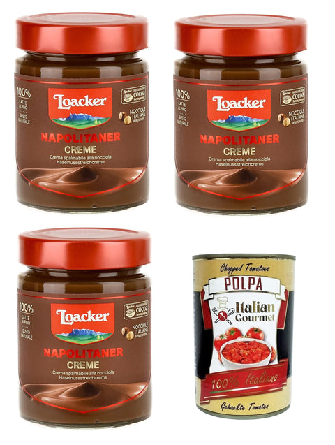 Loacker Aufstriche & Dips Loacker Crema spalmabile Napolitaner Streichcreme 3x 290g+ Italian Gourmet polpa 400g 8000380208371