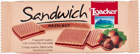 3x Loacker Sandwich Noisette Hazelnut duftende Waffeln mit Haselnusscreme - 75 g italienisch Original Kekse