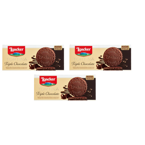 Loacker Tortina Triple Dark 3pz Dunkle Schokoladenfreuden mit Kakaocreme Kuchen 3x63g Original italienisch Kekse