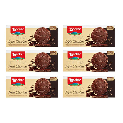 Loacker Tortina Triple Dark 3pz Dunkle Schokoladenfreuden mit Kakaocreme Kuchen 6x63g Original italienisch Kekse