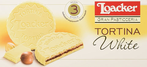 Loacker Tortina White 3pz Weißer Schokoladengenuss gefüllt mit Haselnusscreme Kuchen 6x 63g Original italienisch
