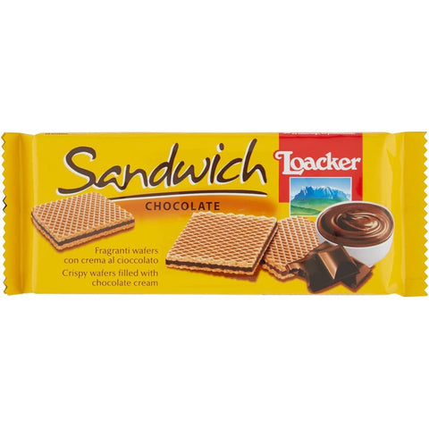 Loacker Kekse Loacker Sandwich Chocolate, duftende Waffeln mit Schokoladencreme - 75 g 3x Original italienisch 8000380005567