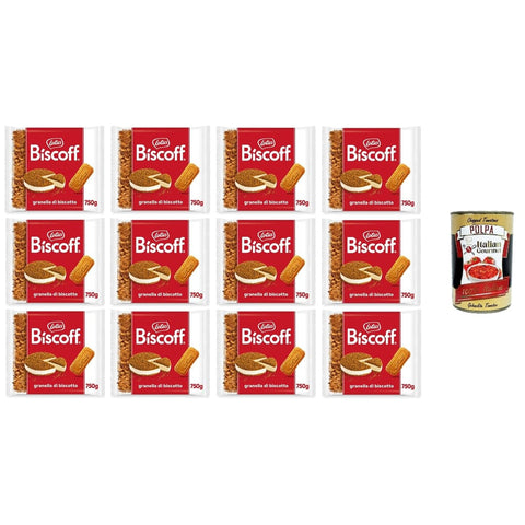 Lotus Biscoff Backmarzipan Lotus Biscoff Granella Biscotto Dekorative Streusel für Kuchen, Waffeln, Eis und Desserts, mit unverwechselbarem und knackigem Geschmack 12x750 gr italienisch Original 8032804040014