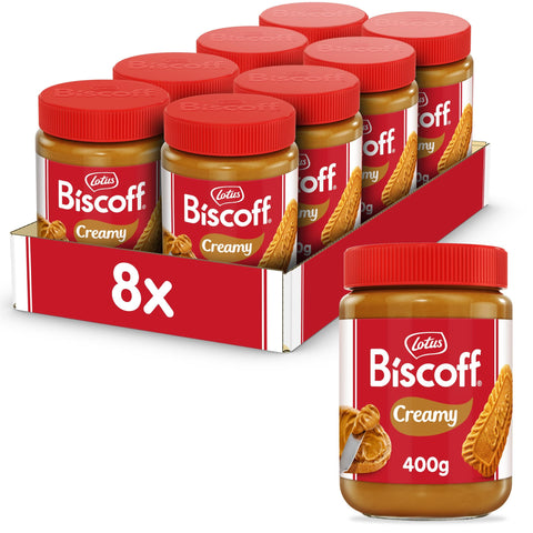 Lotus Schokoladenaufstrich Lotus Biscoff Brotaufstrich - [8x] 400g Classic Lotus Biscoff Creme - Karamellgeschmack - vegan - ohne Zusatz von Aromen und Farbstoffen 5410126726954
