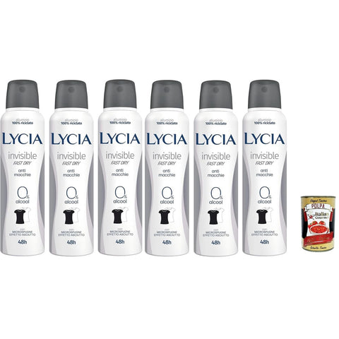Lycia Deo Lycia Deodorant Invisible Anti Flecken, Trockener Effekt, 48H deo 6x150 ml italienisch Original 8032804040014