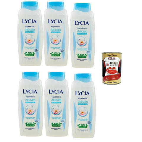 Lycia Duschgel Lycia bagnodoccia Delicato, con acqua micellare, mizellare Wasser und Lotusblume, Schaumbäder Bades bath shower foam 6x 750 ml italienisch Original 8032804040014