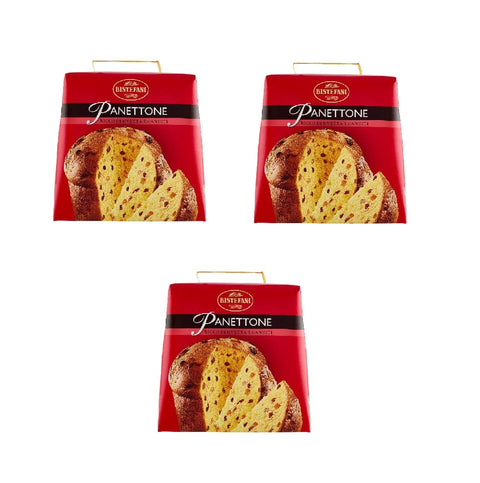 Maina Brot & Backwaren 3x Bistefani Panettone ricco di uvetta e canditi reich an Rosinen und kandierten Früchten, 700 g