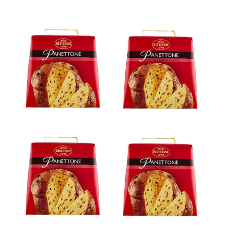 Maina Brot & Backwaren 4x Bistefani Panettone ricco di uvetta e canditi reich an Rosinen und kandierten Früchten, 700 g