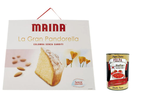 Maina Stollen Maina La Colomba La pandorella kuchen ohne kandierte Früchte mit Zuckerguss und Mandeln 900g Backprodukt -taube der italienischen Tradition + Italian Gourmet polpa 400g 8005190401431