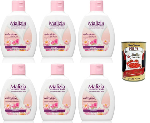 Malizia Detergente Intimo Con Calendula e Fiori di Loto Azione Lenitiva Intimreiniger mit beruhigender Wirkung von Calendula und Lotusblüten 6x200 ml