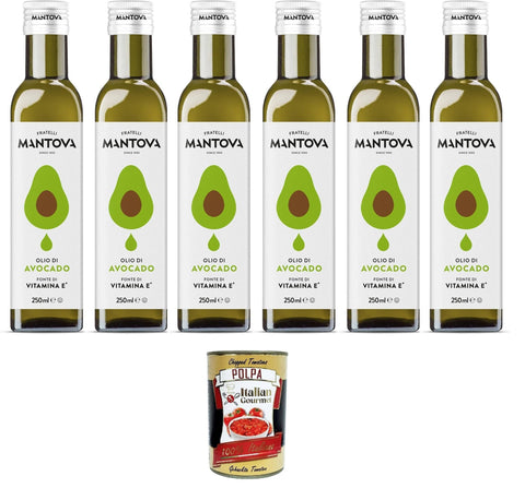 Mantova Fratelli Olio di Avocado Avocadoöl – Nutrazeutisches Öl – 100% natürlich und 100% rein – Gesundheit und 6x250ml Original italienisch