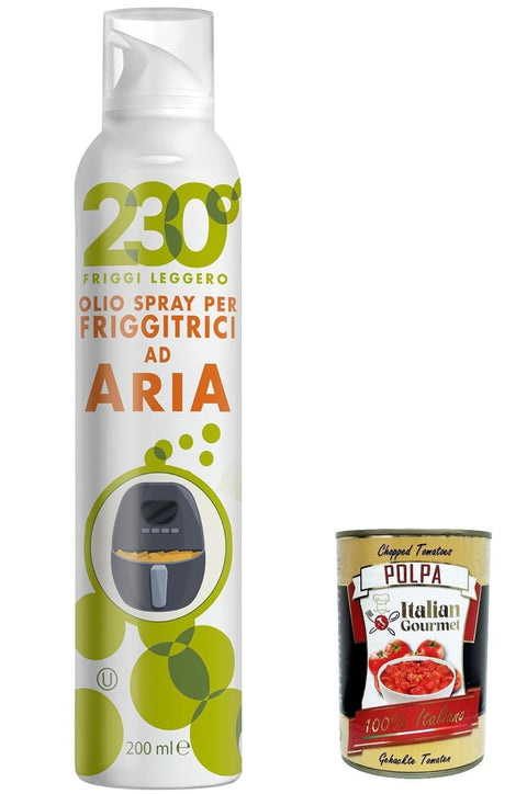 Mantova Koch- & Backzutaten Sprayleggero olio per air fryer, Sprühen Sie Öl für Luftbraten, mit Sonnenblumenöl, Avocadoöl und Reisöl 200 ml, hoher Öl + Italian Gourmet polpa 400g 8006830321560
