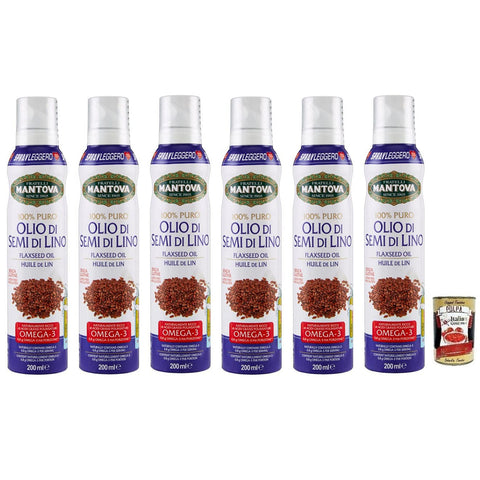 Mantova Fratelli Mantova Olio Spray Semi di Lino Leinsamenöl Leinölspray Reich an Omega 3 Glutenfrei 200 ml 6x italienisch Original + kostenlos Polpa di Pomodoro