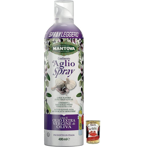 Mantova SPRAYLEGGERO Natives Olivenöl Extra Aromatisiert mit Knoblauch durch die Praktische Sprühflasche Können Sie bis 6x 400 ml italienisch Original