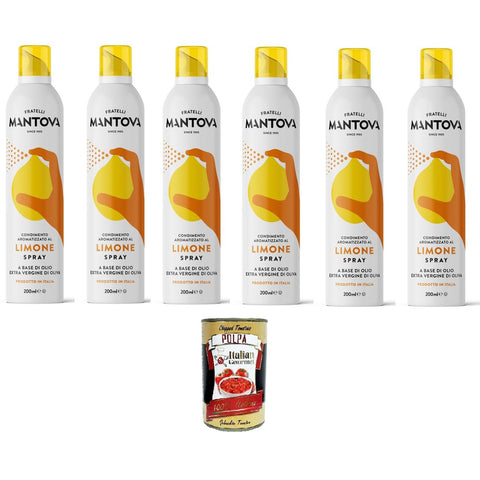 Mantova 6x SPRAYLEGGERO Natives Olivenöl Extra Aromatisiert mit Zitrone 200 ml - durch die Praktische Sprühflasche Können Sie bis zu 90% des Öls Einsparen