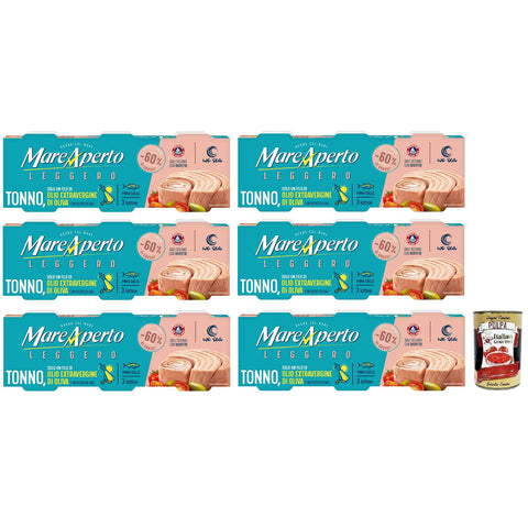 Mare Aperto Tonno Leggero Thunfisch nur mit einem Schuss nativem Olivenöl extra und einer Prise Salz ( Dose) 3 x 60g italienisch Original