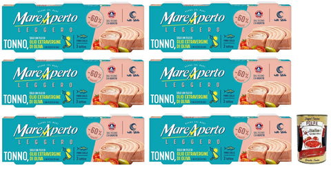 Mare Aperto Tonno Leggero Thunfisch nur mit einem Schuss nativem Olivenöl extra und einer Prise Salz ( Dose) 3 x 60g italienisch Original