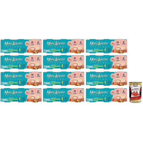 Mare Aperto Fleisch, Geflügel & Wild Mare Aperto Tonno Leggero Thunfisch nur mit einem Schuss nativem Olivenöl extra und einer Prise Salz ( Dose) 3x60 g 12x italienisch Original Pastasauce + kostenlos 8055320190636