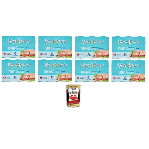 Mare Aperto Koch- & Backzutaten Mare Aperto Tonno al Naturale con un pizzico di sale Natürlicher Thunfisch mit einer Prise Salz 8x 480 gr Packung mit 6 80 g Dosen italienisch Original 8032804040014