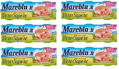 Mareblu Tranci di Tonno Vero Sapore Thunfisch in nativem Olivenöl extra Thunfisch konserven ( 3 x 60g italienisch Original