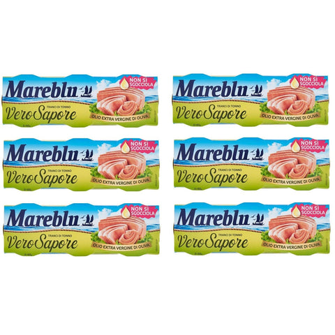Mareblu Tranci di Tonno Vero Sapore Thunfisch in nativem Olivenöl extra Thunfisch konserven ( 3 x 60g italienisch Original