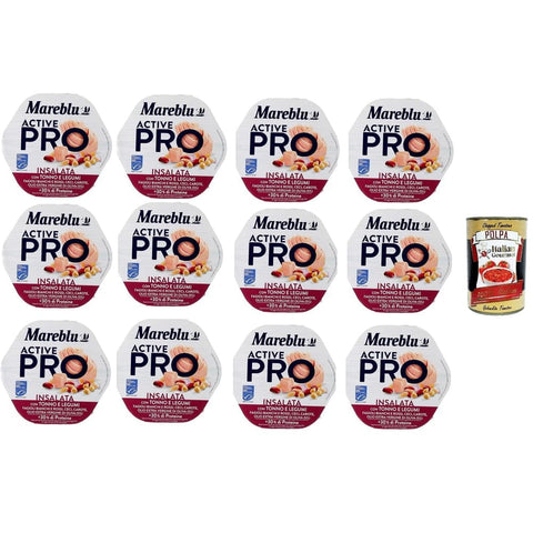Mareblu Thunfisch Mareblu Active Pro Insalata Con Tonno E Legumi Pro Salat mit Thunfisch und Hülsenfrüchten 12x220gr Original italienisch inkl. Italian Gourmet Polpa 400g 8032804040014