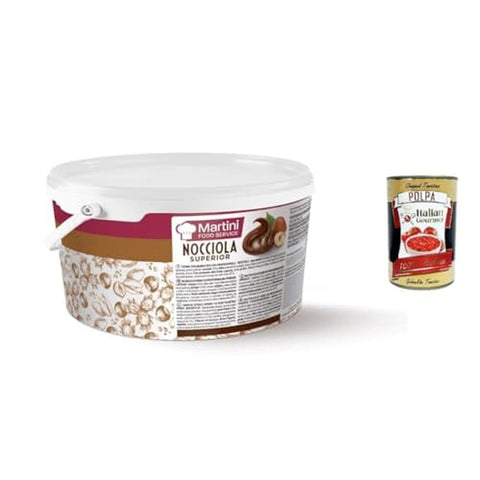 Martini Foodservice Schokoladenaufstrich Martini Foodservice crema nocciola superior Nuss Nougat Creme Haselnusscreme ohne Palmöl kg.3 italienisch Original Pastasauce + kostenlos polpa 400 g 8032804040014