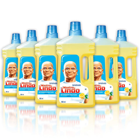 Mastro Lindo Waschmittel für Böden Zitrone, Maxi Format, 6 Stück à 950 ml, 5,7 l Bodenreinigung italienisch Original