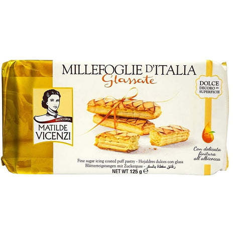 Matilde Vicenzi Millefoglie d'Italia Glassate Kekse gefrosteter Blätterteig Aprikosenfüllung 12x 125g italienisch Original