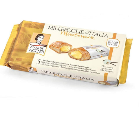 Matilde Vicenzi Millefoglie d'Italia Mini Snack Crema Blätterteig kekse mit Vanillecreme 125 g italienisch Original
