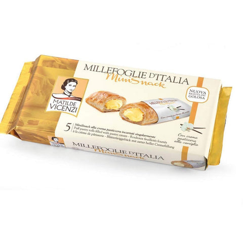 Matilde Vicenzi Millefoglie d'Italia Mini Snack Crema Blätterteig kekse mit Vanillecreme 125 g italienisch Original