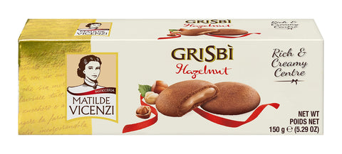 Matilde Vicenzi Grisbi Hazelnut – Italienische Kekse mit samtiger Cremefüllung, Mürbeteigkekse nach italienischer 14x150g Original italienisch