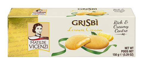 Matilde Vicenzi Grisbi Lemon – Italienische Kekse mit samtiger Cremefüllung, Mürbeteigkekse nach italienischer Backtradition, 14er Pack Mürbeteiggebäck(14 x 150 g) italienisch Original