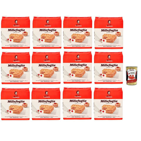 Matilde Vicenzi Snack Kuchen & Backwaren Matilde Vicenzi base per torta millefoglie 3 basi torta drei Basen für Kuchen Millefoglie kekse 12x 250g Original italienisch inkl. Italian Gourmet Polpa 400g 8032804040014