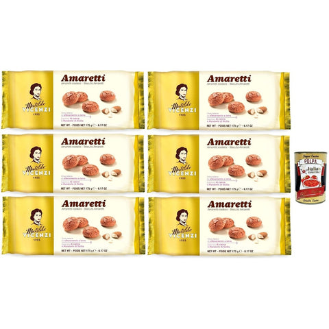 Matilde Vicenzi Snack Kuchen & Backwaren Matilde Vicenzi - Biscotti Amaretti Pasticcini Tradizionali Knusprig und bröckelig kekse buiscuits mit Mandeln aus Sizilien 6x175 g italienisch Original + 8032804040014