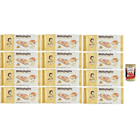 Matilde Vicenzi Snack Kuchen & Backwaren Matilde Vicenzi millefoglie snack alla crema pasticcera, Blätterteigbacken, knusprige und zarte, snack gefüllt von Pudding creme 12x 125g Original italienisch inkl. Italian Gourmet Polpa 400g 8000350008116