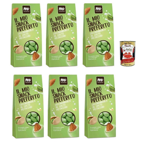 Maxtris Sacchetto Pistacchio, Konfetti Pistazie, gerösteter Mandel mit weißer Schokolade mit Pistazie bedeckt 6x 150 g italienisch Original