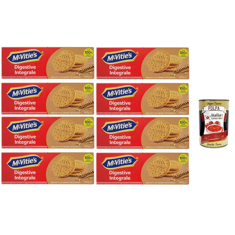 Mc Vitie's Kekse Mc Vitie's Mc-Vitie's Biscotti digestive integrale Vollkorn-Verdauungskekse 8x400 g italienisch Original + kostenlos polpa 400 g 5000396025026